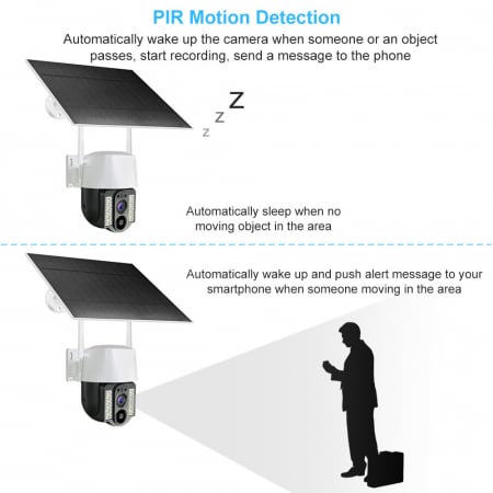 Camera de Supraveghere 4G cu cartela Sim, 3MP, Panou Solar, Rotatie dupa obiect, Alarma cu led si voce, Microfon, Difuzor, Infrarosu, Detectie umana, Exterior [8]