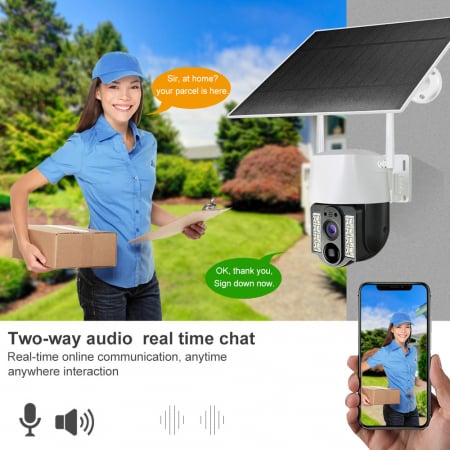 Camera de Supraveghere 4G cu cartela Sim, 3MP, Panou Solar, Rotatie dupa obiect, Alarma cu led si voce, Microfon, Difuzor, Infrarosu, Detectie umana, Exterior [3]