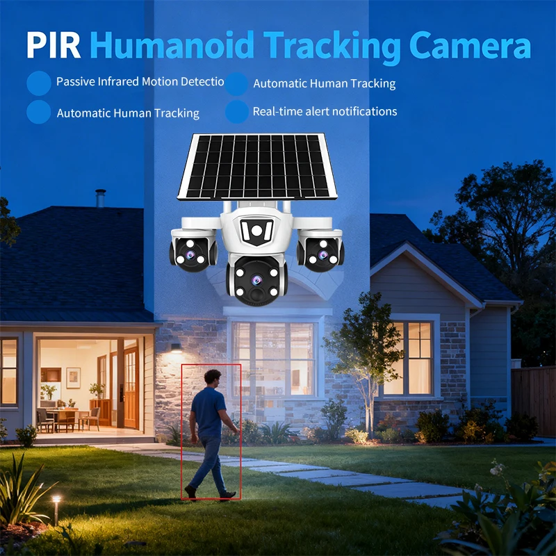 Camera de Supraveghere 4G cu Panou Solar, 3 lentile, 12MP Ultra HD, Rotire 360°, Vedere Nocturna, Detectie Miscare, Card 32GB Inclus [7]