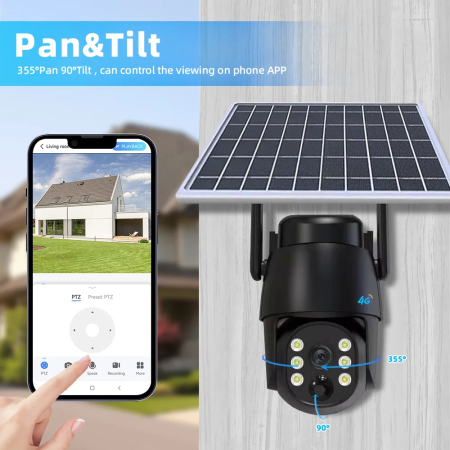 Camera de Supraveghere 4G cu Panou Solar, 5MP Full HD, PTZ, Detectare Miscare, Night Vision, Card 32GB Inclus [1]