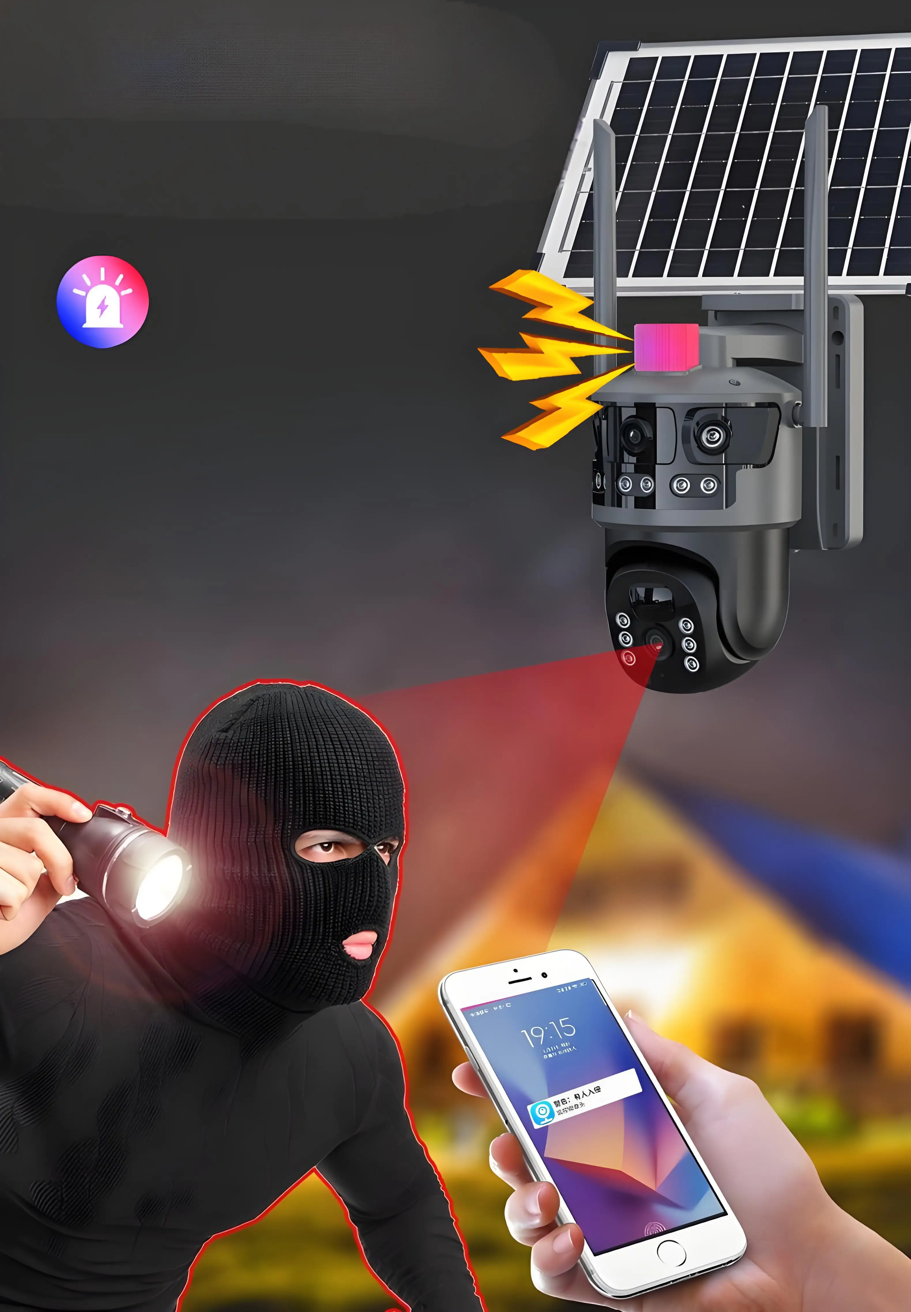 Camera de Supraveghere 4G cu Panou Solar, 12MP Full HD, Vedere Nocturna, Audio Bidirectional, Control din Aplicatie, Include Card 32GB [4]