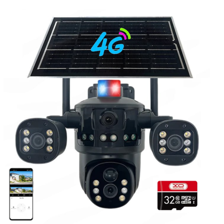 TOATE PRODUSELE - Camera de Supraveghere 4G cu Panou Solar, 12MP Ultra HD, Zoom 10X, Vedere Tripla, Night Vision, Detectare Umana, Card 32GB Inclus