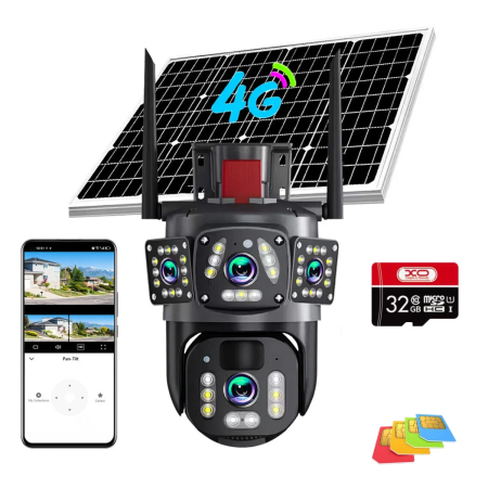 TOATE PRODUSELE - Camera de Supraveghere 4G cu Panou Solar, Lentila Rotativa si Fixa, 6MP Full HD, Detectie Umana AI, Night Vision 30m, Zoom 10X