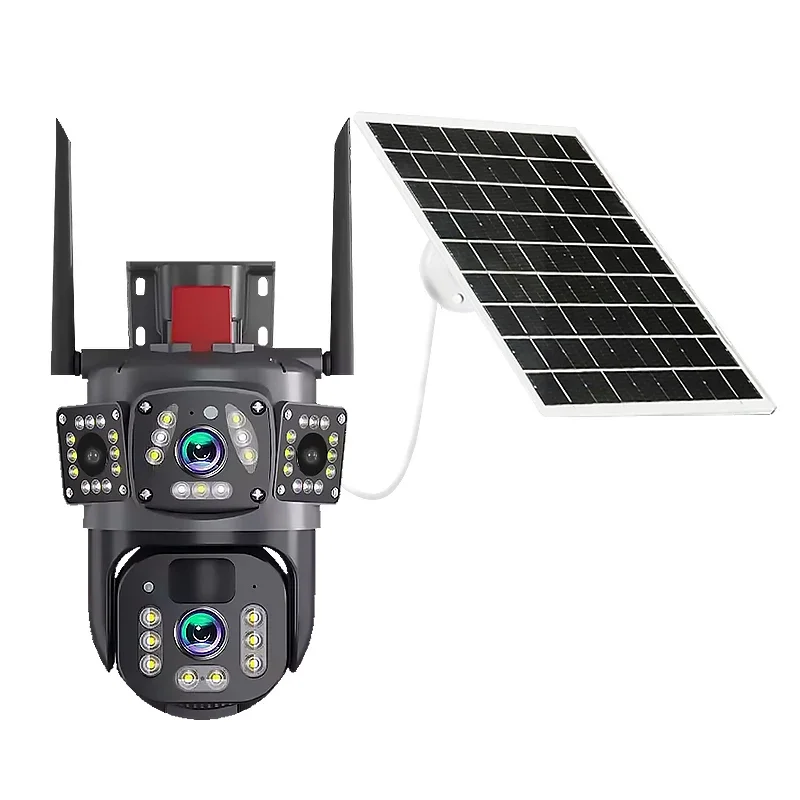 CAMERE SUPRAVEGHERE - Camera de Supraveghere 4G cu Panou Solar, Lentila Rotativa si Fixa, 6MP Full HD, Detectie Umana AI, Night Vision 30m, Zoom 10X