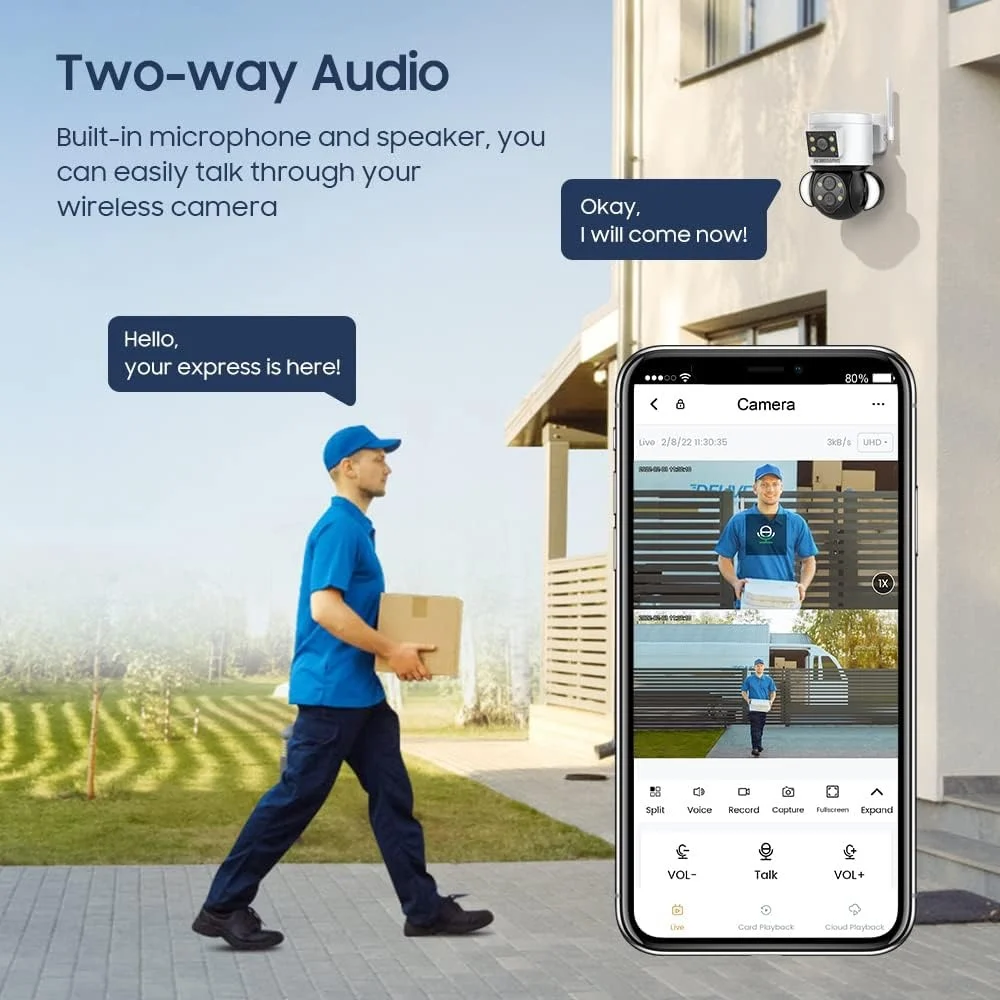 Camera de supraveghere 4K, Wi-Fi, 2 Lentile - fixa si mobila, Zoom 10X, 4+4MP, senzor de miscare, IP65, Andowl Q-SX921 [6]