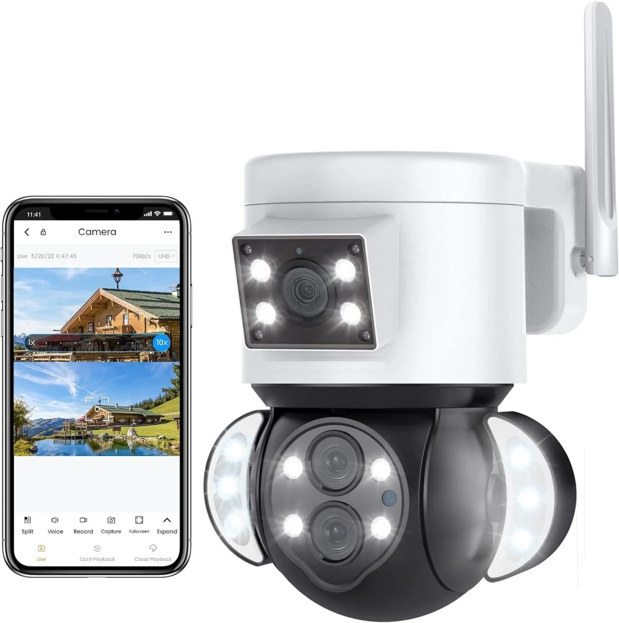 Camera de supraveghere 4K, Wi-Fi, 2 Lentile - fixa si mobila, Zoom 10X, 4+4MP, senzor de miscare, IP65, Andowl Q-SX921 [10]