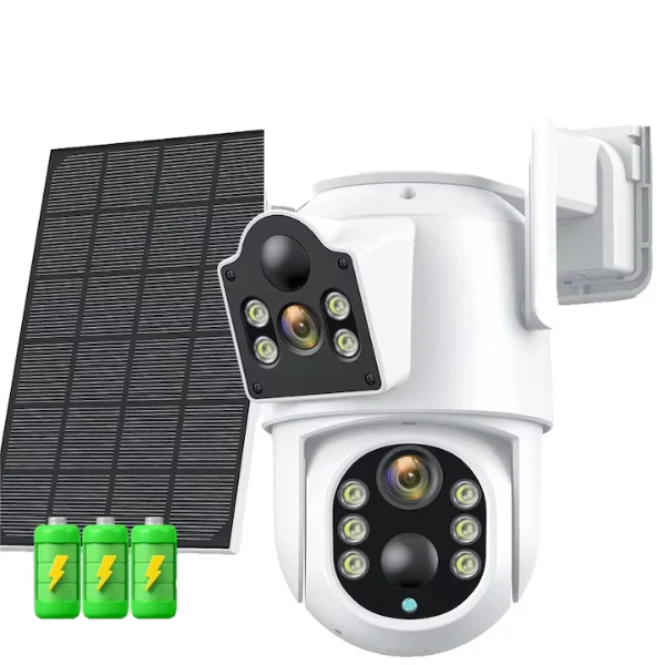 TOATE PRODUSELE - Camera de Supraveghere Duala cu Panou Solar Jortan, Lentila fixa si mobila, Exterior, 4K, WIFI, Infrarosu