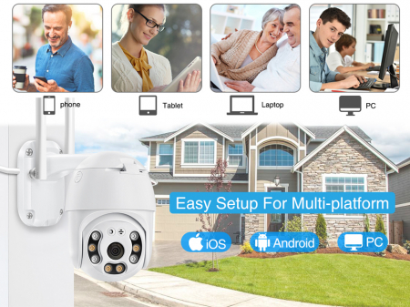 Camera de Supraveghere rotativa de Exterior, Full HD 1080p, Wi-Fi, Control din telefon, Microfon, Difuzor, Vedere clara Noaptea, IP66 + Card 32 GB Cadou [9]