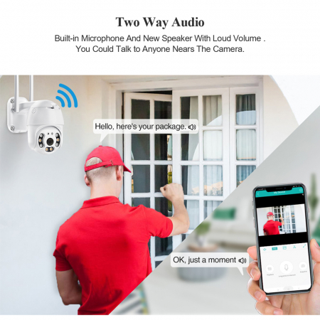 Camera de Supraveghere rotativa de Exterior, Full HD 1080p, Wi-Fi, Control din telefon, Microfon, Difuzor, Vedere clara Noaptea, IP66 + Card 32 GB Cadou [3]