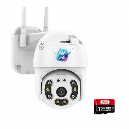 TOATE PRODUSELE - Camera de Supraveghere rotativa de Exterior, Full HD 1080p, Wi-Fi, Control din telefon, Microfon, Difuzor, Vedere clara Noaptea, IP66 + Card 32 GB Cadou