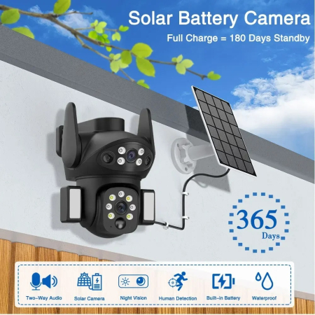 Camera de Supraveghere Solara 4G, 2 Lentile, Rotatie 355 grade, Control din Telefon, Vedere Nocturna, V380 Pro [3]