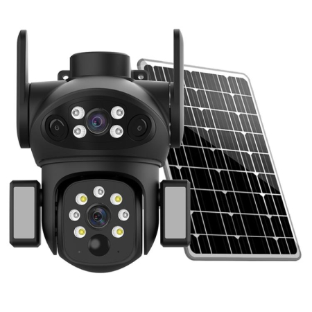 CAMERE SUPRAVEGHERE - Camera de Supraveghere Solara 4G, 2 Lentile, Rotatie 355 grade, Control din Telefon, Vedere Nocturna, V380 Pro