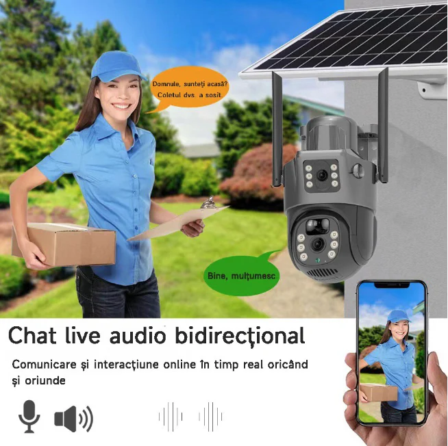 Camera de supraveghere solara 4G cu viziune duala, 3+3MP, IP66, infrarosu, rotire 360, Senzor de miscare [3]