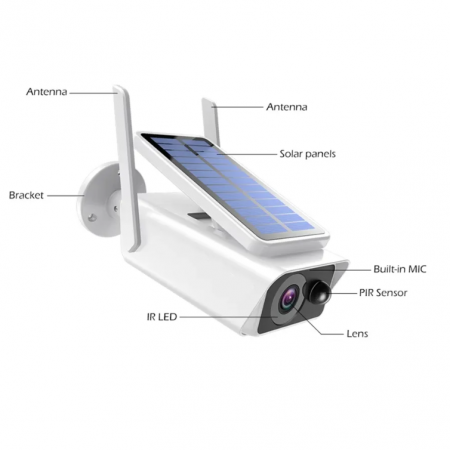 Camera de Supraveghere Solara, FULL HD 1080p, Wireless, Microfon si Difuzor, IP65, Alarma, IR Night Vision [6]