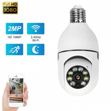 Camera de Supraveghere tip bec, E27, Interior/Exterior, 1080p, Control din telefon, Microfon, Difuzor [3]