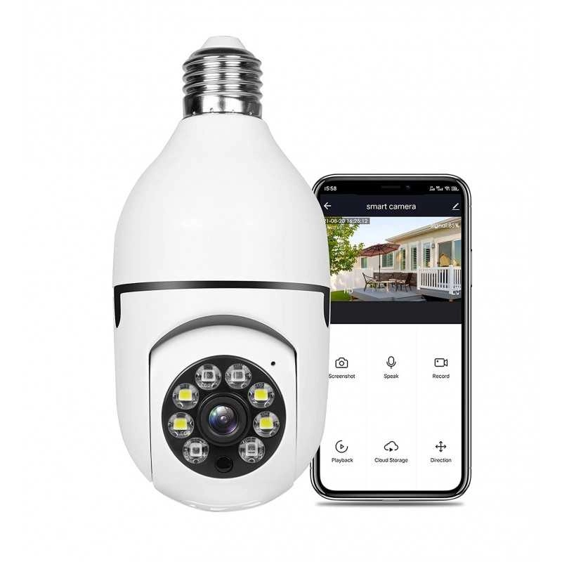 Camera de Supraveghere tip bec, E27, Interior/Exterior, 1080p, Control din telefon, Microfon, Difuzor