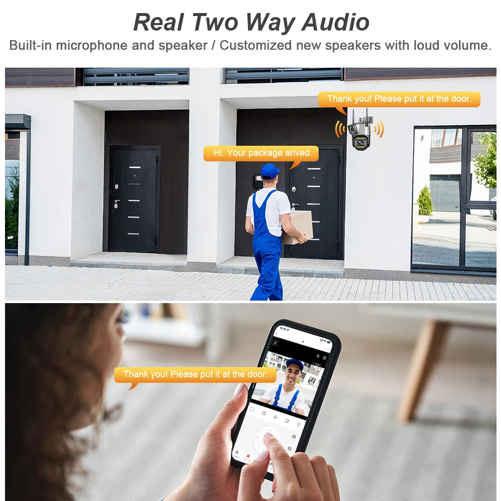 Camera de Supraveghere WiFi cu 2 Lentile, Control din Telefon, Vedere Nocturna, Detectie Umana, Microfon si Difozr, Zoom [4]