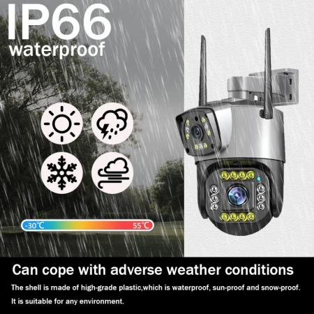 Camera de Supraveghere WiFi cu 2 Lentile, Control din Telefon, Vedere Nocturna, Detectie Umana, Microfon si Difozr, Zoom [6]
