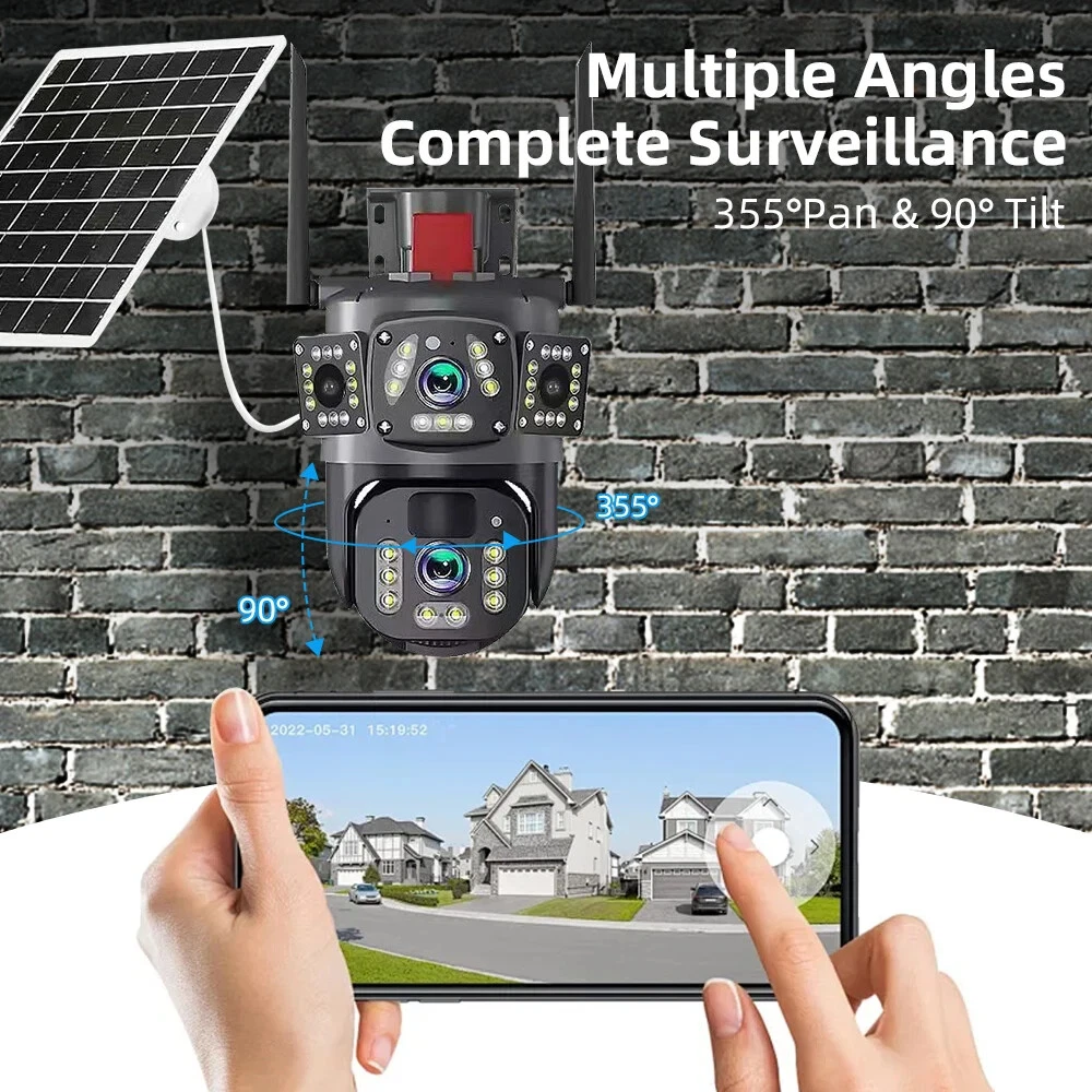 Camera de Supraveghere WiFi cu Panou Solar, 6MP Full HD, Lentila Rotativa si Fixa, Detectie Umana AI, Night Vision 30m, Zoom 10X [2]