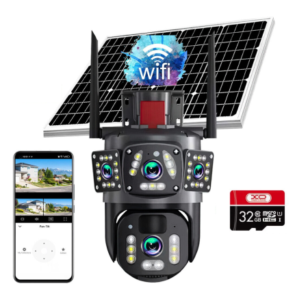TOATE PRODUSELE - Camera de Supraveghere WiFi cu Panou Solar, 6MP Full HD, Lentila Rotativa si Fixa, Detectie Umana AI, Night Vision 30m, Zoom 10X