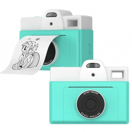 Camera foto digitala pentru copii cu mini imprimanta termica incorporata, HD, Roz/Albastru [8]