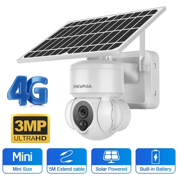 CAMERE SUPRAVEGHERE - Camera IP Exterioara 4G/5G cu Panou Solar, Slot SIM, Rezolutie 4K, Viziune Nocturnă IR, 3.0MP, Andowl