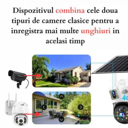 Camera Supraveghere 4G Dubla cu Panou Solar, Ultra HD, Dual Camera 6MP, Incarcare Solara, Rotire Din Aplicatie, Rezistenta La Apa, Infrarosu, Microfon si Difuzor [6]