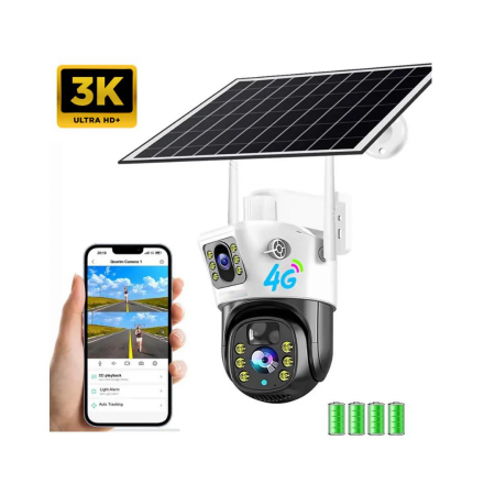 Camera Supraveghere 4G Dubla cu Panou Solar, Ultra HD, Dual Camera 6MP, Incarcare Solara, Rotire Din Aplicatie, Rezistenta La Apa, Infrarosu, Microfon si Difuzor [10]