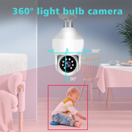 Camera Supraveghere tip bec E27, cu lumina bec led incorporata, Senzor de Miscare, Control din telefon [4]