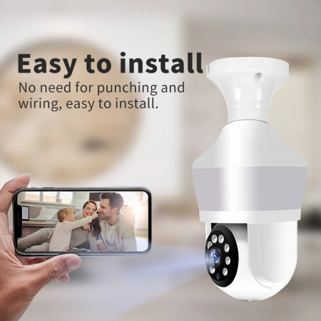 Camera Supraveghere tip bec E27, cu lumina bec led incorporata, Senzor de Miscare, Control din telefon [7]