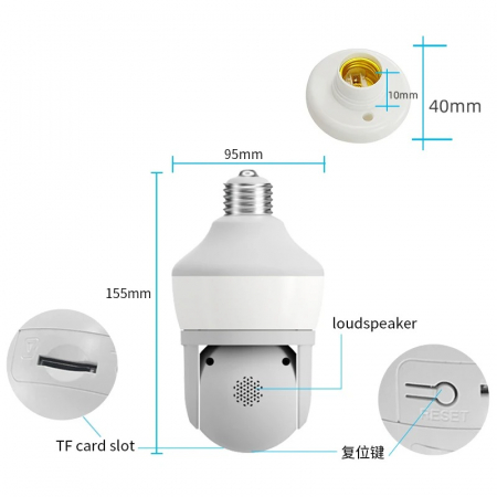 Camera Supraveghere tip bec E27, cu lumina bec led incorporata, Senzor de Miscare, Control din telefon [11]