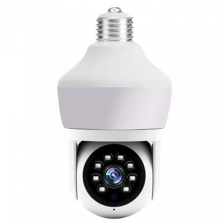 CAMERE SUPRAVEGHERE - Camera Supraveghere tip bec E27, cu lumina bec led incorporata, Senzor de Miscare, Control din telefon