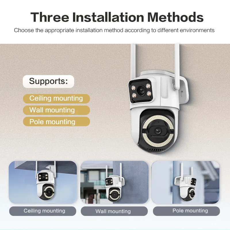 Camera Supraveghere WiFi Exterior 6MP Dual Lens PTZ, Night Vision, Detectie Miscare Umana, Audio Bidirectional, IP66, Card 32GB inclus [9]