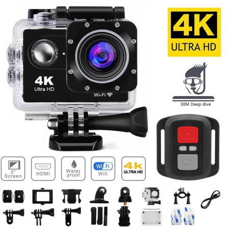 ELECTRONICE & GADGET - Camera Video Sport 4K 16MP, cu Telecomanda, 30fps, filmari acvatice, + Accesorii