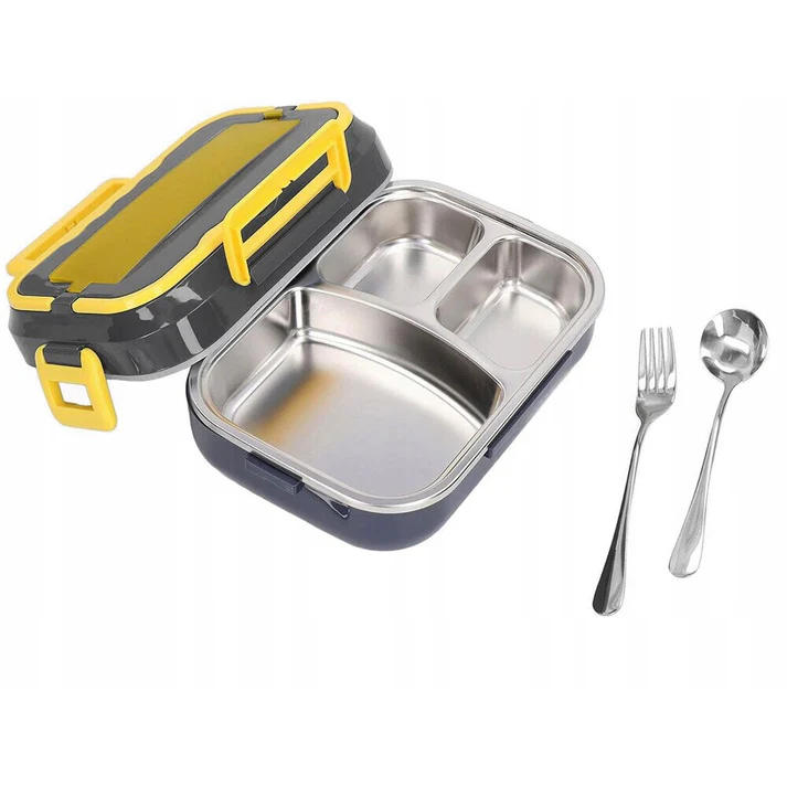 Caserola Electrica pentru Mancare la Pachet, 1.5L, din Inox, Incalzire 220V & 12V-24V, Portabila pentru Masina si Birou [9]