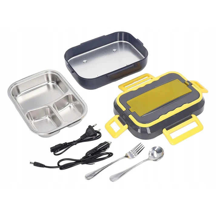 Caserola Electrica pentru Mancare la Pachet, 1.5L, din Inox, Incalzire 220V & 12V-24V, Portabila pentru Masina si Birou [8]