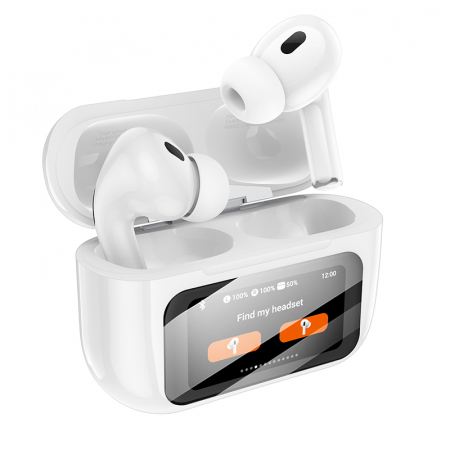 Casti Wireless cu Ecran LED, Bluetooth 5.4, 360 mAh, Alb [4]