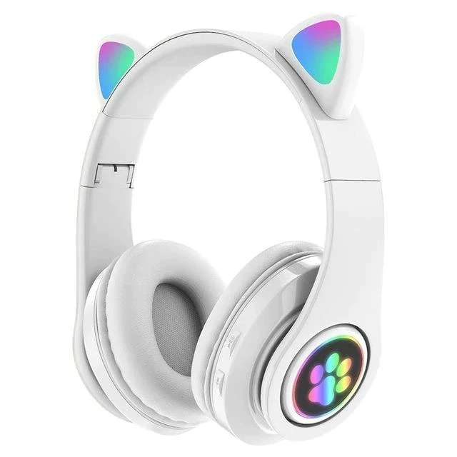 Casti wireless pliabile cu urechi de pisica iluminate LED pentru copii, Bluetooth 5.0, Bass Stereo, baieti/fete [7]
