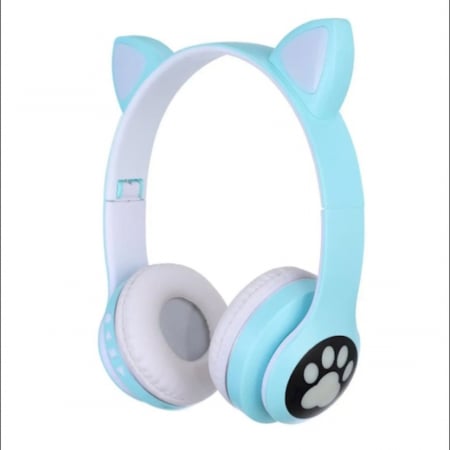 Casti wireless pliabile cu urechi de pisica iluminate LED pentru copii, Bluetooth 5.0, Bass Stereo, baieti/fete [10]