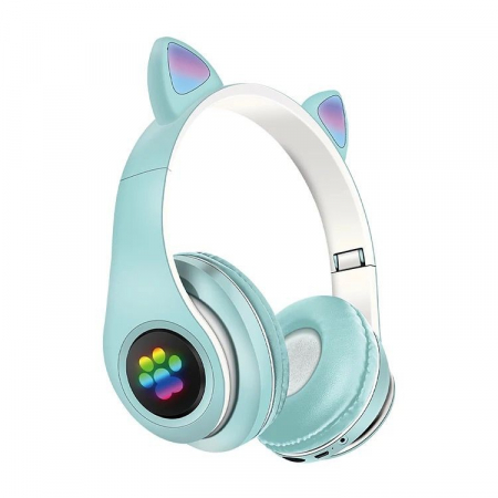Casti wireless pliabile cu urechi de pisica iluminate LED pentru copii, Bluetooth 5.0, Bass Stereo, baieti/fete [11]