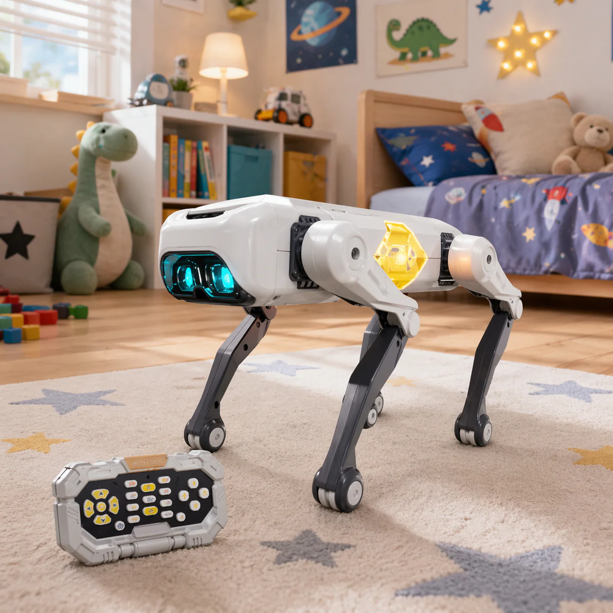 JUCARII SI JOCURI - Catel robot inteligent RC cu AI, telecomanda, aplicatie si comenzi vocale, dans, LED si sunete interactive