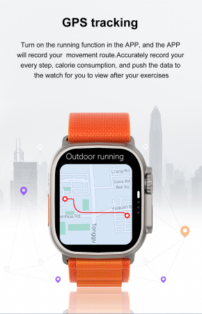 Ceas SmartWatch Ultra Plus + 8 curele de schimb, Apel Bluetooth, Incarcator Wireless, metal, Notificari Apel si Retele Sociale, Oximetru, Ritm Cardiac si Tensiune Arteriala [3]