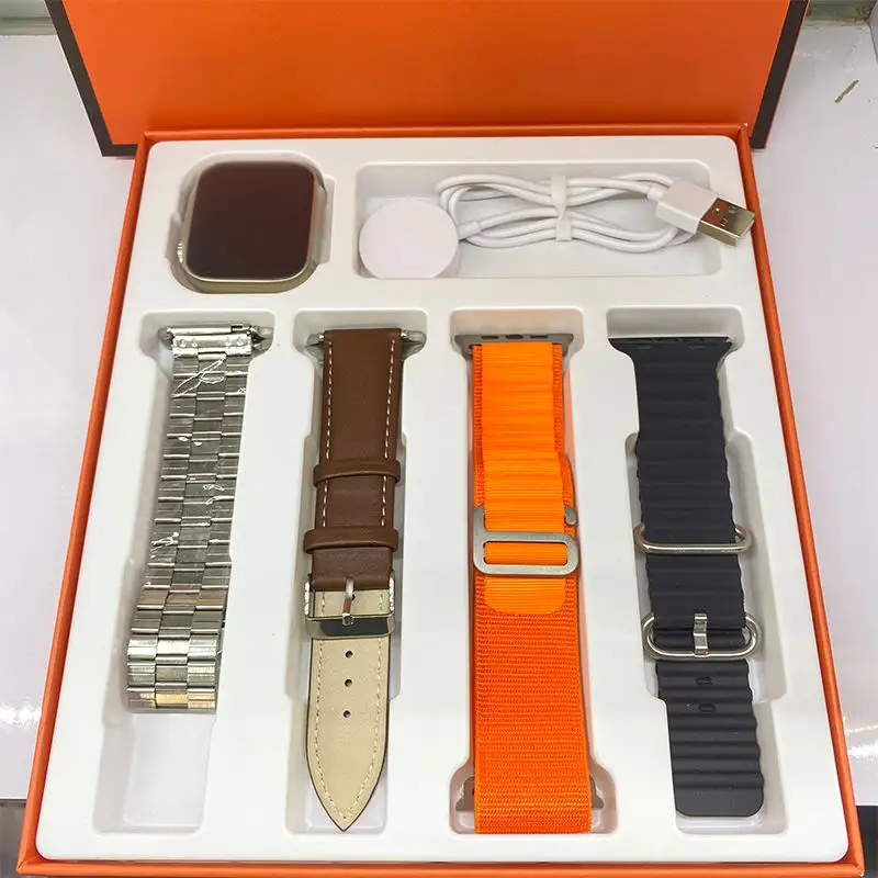 Ceas Smartwatch Ultra Y10, 4 curele, Incarcare Wireless, Curea Metalica si Piele, ecran 2.0"