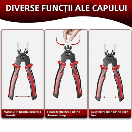 Cleste multifunctional 5 in 1 cu capete interschimbabile, Patent, Taietor Cablu, Dezizolator, Cleste Sertizare, Foarfeca de tabla, izolat electric [3]