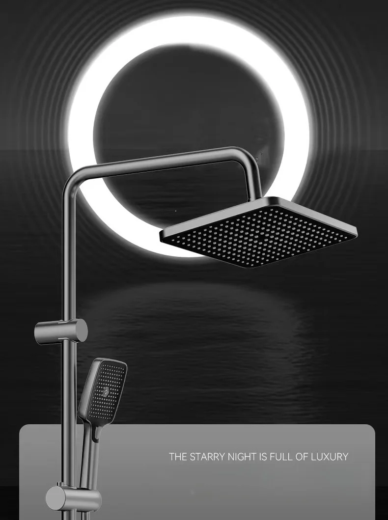 Coloana cu Baterie Dus cu Lumini LED, 4 Moduri de Curgere a apei, Premium, Crom Satinat (Gri) [5]