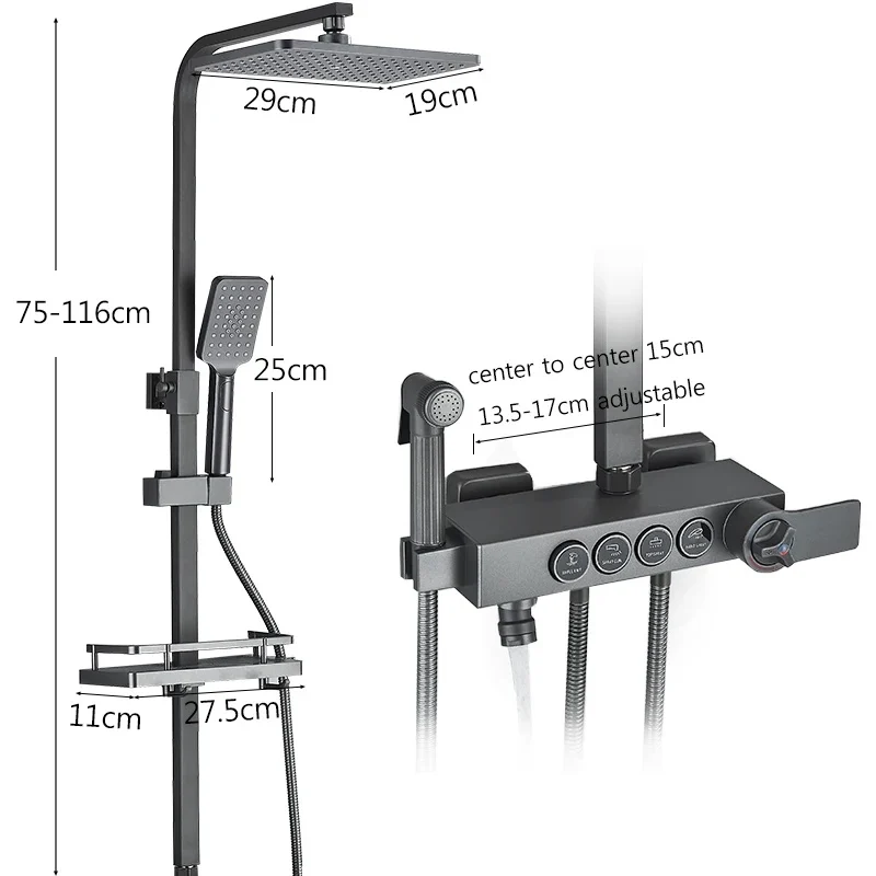 Coloana de Dus cu 4 functii, Para Ploaie 20 cm, Dus de Mana, Dus Bideu, Pipa cada [7]