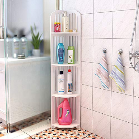 TOATE PRODUSELE - Coltar cu 4 etajere depozitare, pentru baie, alb