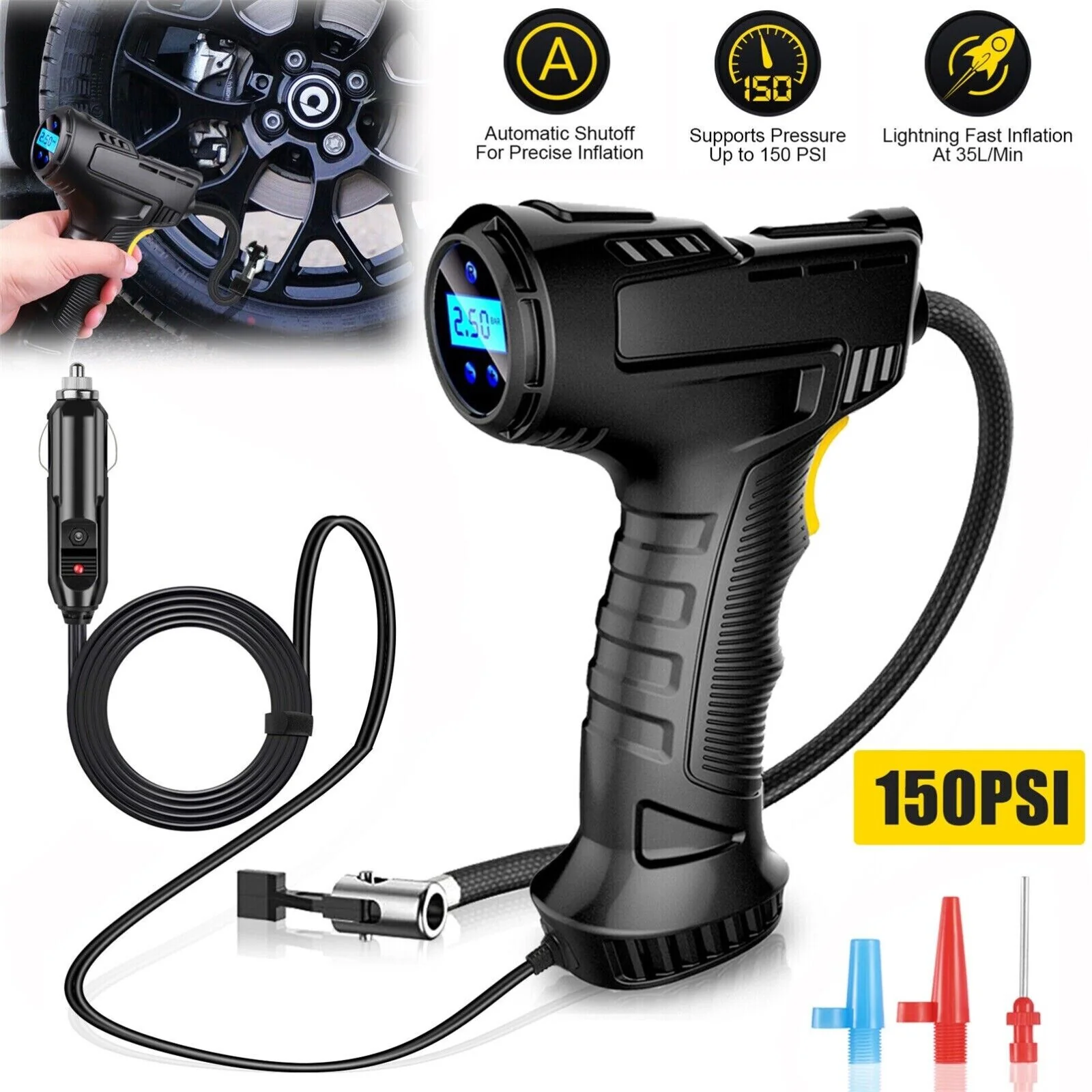 AUTO - Compresor portabil multifunctional, 12V, 10 bari, alimentare la bricheta masinii
