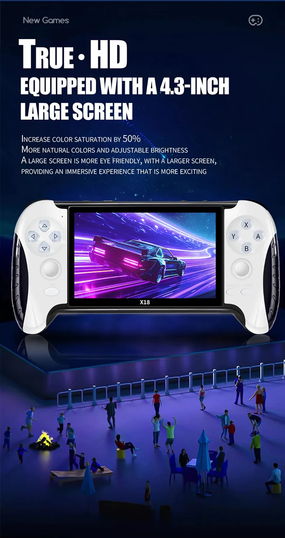 Consola Portabila cu 10.000 de Jocuri tip Retro, 9 emulatoare, Ecran 4.3 inch, 2500 mAh [7]