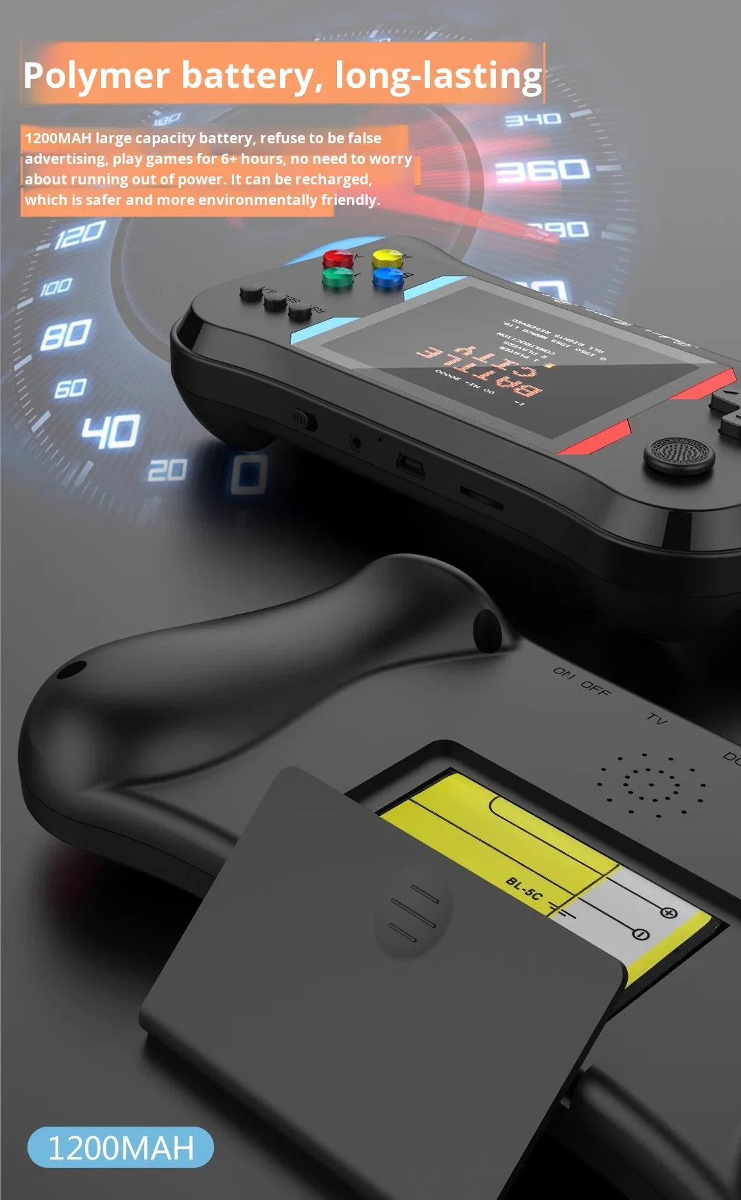 Consola Portabila cu 500 de Jocuri Retro, Ecran LCD 3.5 inch, Incarcare USB, Joystick Inclus [10]